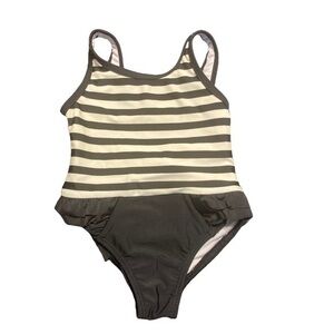 Kate Spade Toddler One Piece Swimsuit White And Navy Blue With Detailing